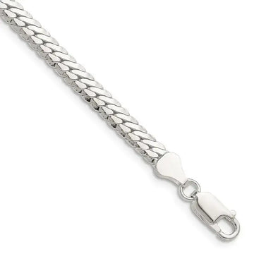Sterling Silver Polished 5.1mm Double Oval Flat Chain Bracelet - Larson Jewelers