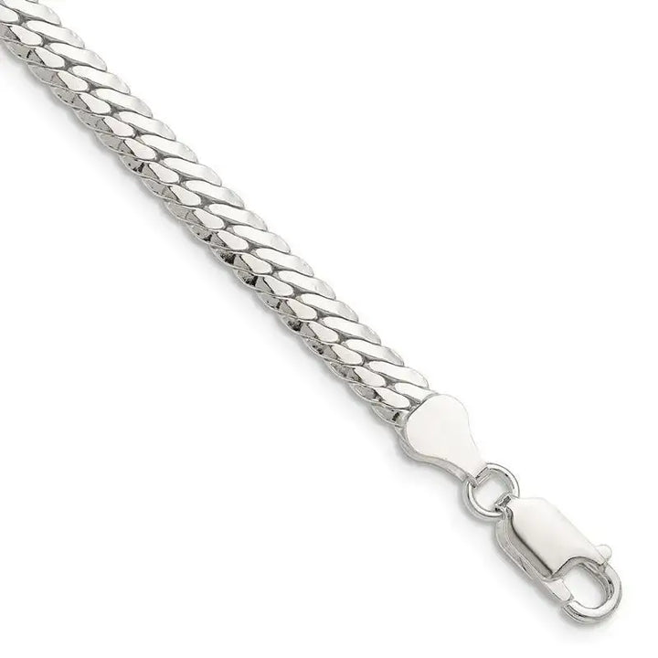 Sterling Silver Polished 5.1mm Double Oval Flat Chain Bracelet - Larson Jewelers