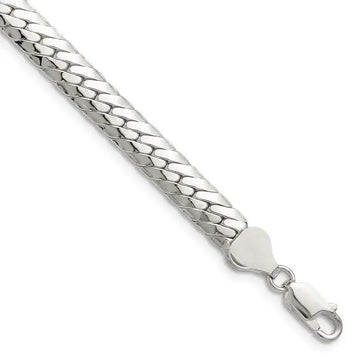 Sterling Silver Polished 6.25mm Double Oval Flat Chain Bracelet - Larson Jewelers