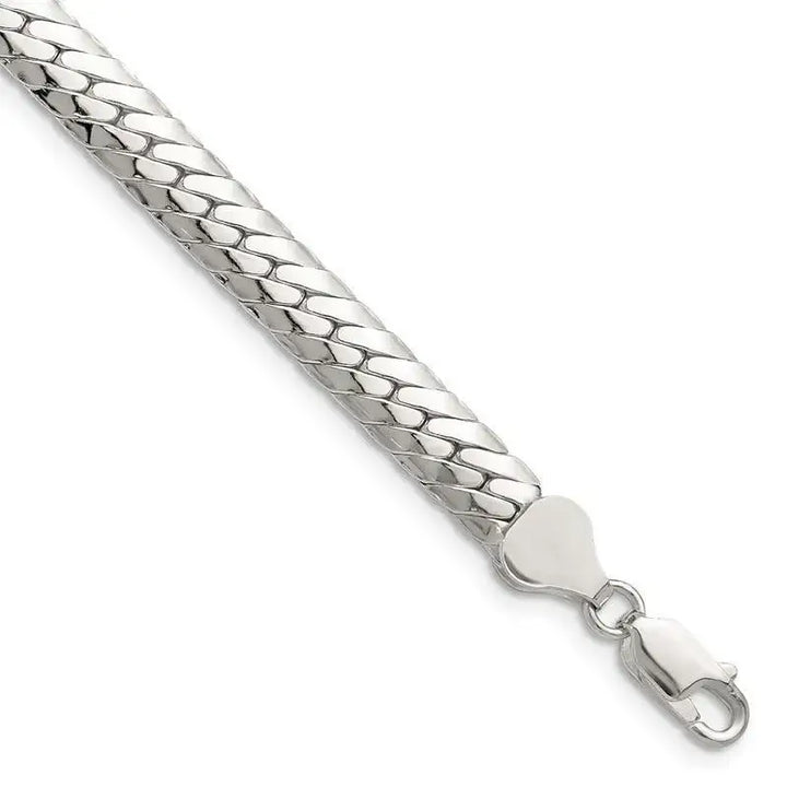 Sterling Silver Polished 6.25mm Double Oval Flat Chain Bracelet - Larson Jewelers