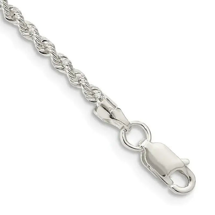 Sterling Silver 2.3mm Solid Rope Chain Anklet - Larson Jewelers