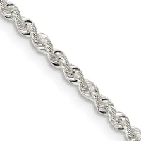 Sterling Silver 2.3mm Solid Rope Chain Necklace