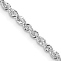 Collier en argent sterling plaqué rhodium avec chaîne en corde solide de 2,3 mm