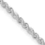 Collier en argent sterling plaqué rhodium avec chaîne en corde solide de 2,3 mm