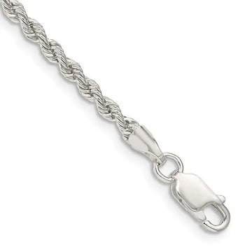 Sterling Silver 2.5mm Solid Rope Chain Bracelet - Larson Jewelers
