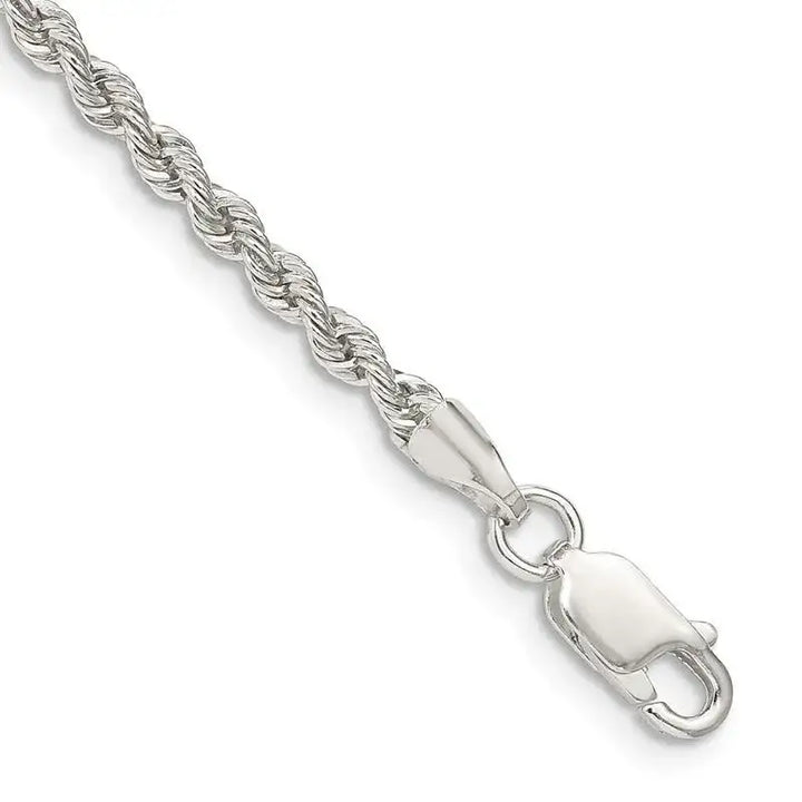 Sterling Silver 2.5mm Solid Rope Chain Bracelet - Larson Jewelers