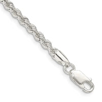 Pulsera de cadena de cuerda maciza de 3 mm de plata esterlina
