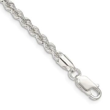Sterling Silver 3mm Solid Rope Chain Bracelet - Larson Jewelers