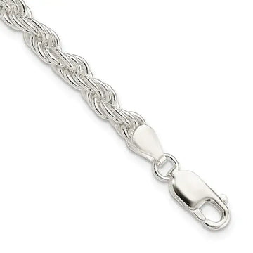 Sterling Silver 5mm Solid Rope Chain Bracelet - Larson Jewelers