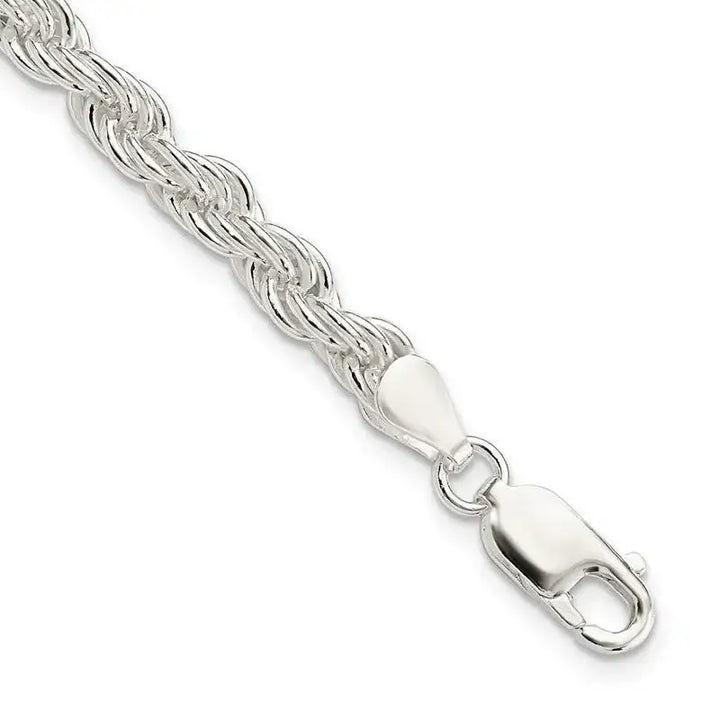Sterling Silver 5mm Solid Rope Chain Bracelet - Larson Jewelers