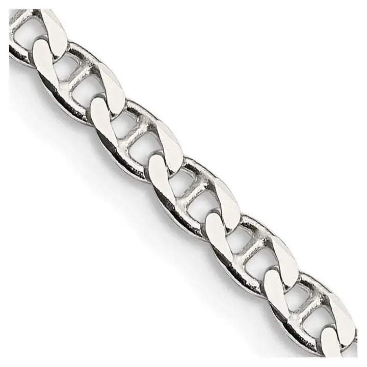 Sterling Silver 3.15mm Flat Cuban Anchor Chain Necklace - Larson Jewelers