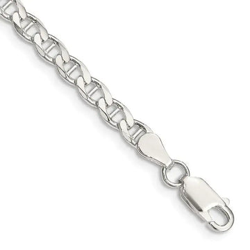 Sterling Silver 4.15mm Flat Cuban Anchor Chain Bracelet - Larson Jewelers