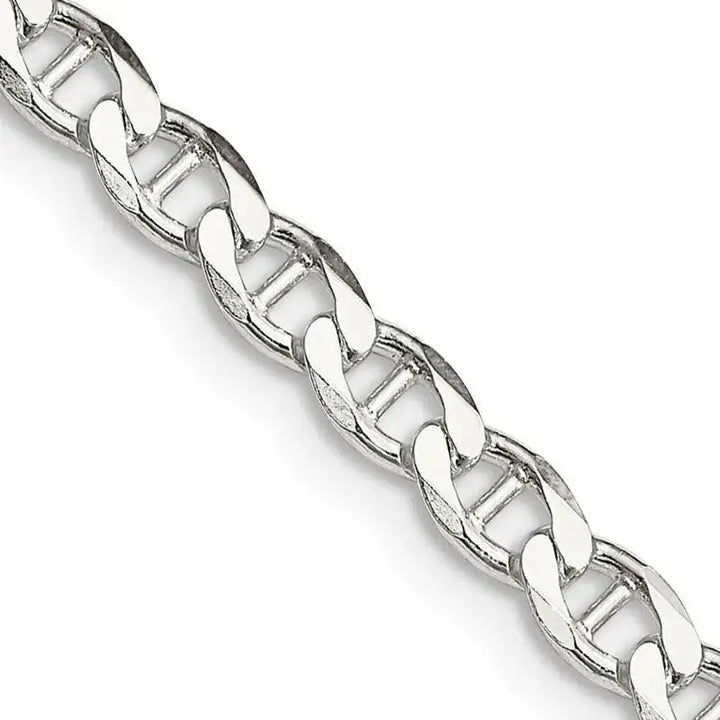 Sterling Silver 4.15mm Flat Cuban Anchor Chain Necklace - Larson Jewelers