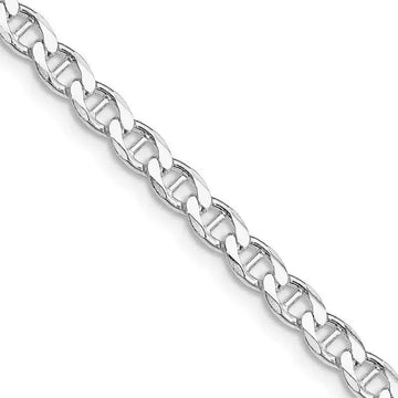 Sterling Silver Rhodium-plated 4.15mm Flat Cuban Anchor Chain Necklace - Larson Jewelers