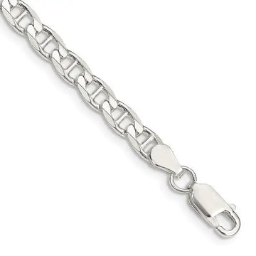 Sterling Silver 4.65mm Flat Cuban Anchor Chain Bracelet - Larson Jewelers