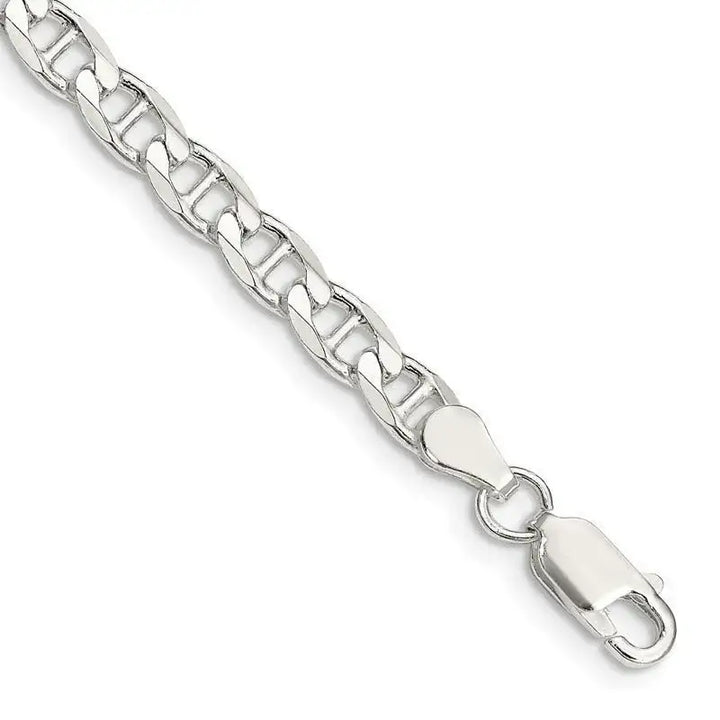 Sterling Silver 4.65mm Flat Cuban Anchor Chain Bracelet - Larson Jewelers
