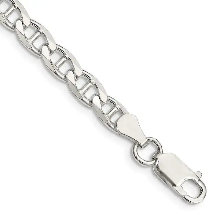 Sterling Silver 5.7mm Flat Cuban Anchor Chain Bracelet - Larson Jewelers