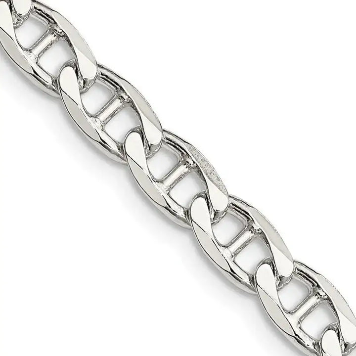Sterling Silver 5.7mm Flat Cuban Anchor Chain Necklace - Larson Jewelers