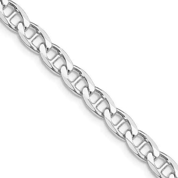 Sterling Silver Rhodium-plated 5.7mm Flat Cuban Anchor Chain Necklace - Larson Jewelers