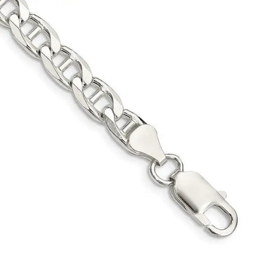 Sterling Silver 6.5mm Flat Cuban Anchor Chain Bracelet - Larson Jewelers