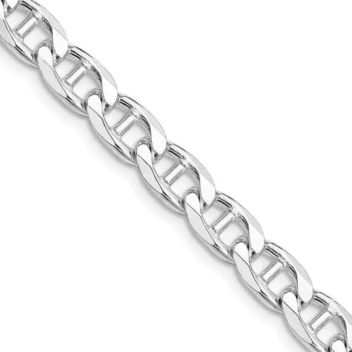 Sterling Silver Rhodium-plated 6.5mm Flat Cuban Anchor Chain Necklace - Larson Jewelers