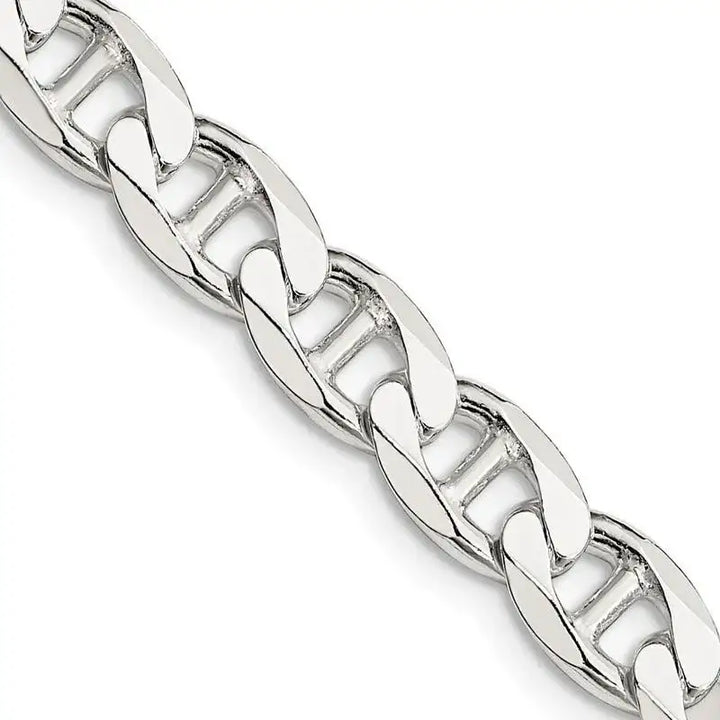 Sterling Silver 7.4mm Flat Cuban Anchor Chain Necklace - Larson Jewelers