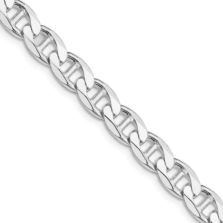 Sterling Silver Rhodium-plated 7.4mm Flat Cuban Anchor Chain Necklace - Larson Jewelers