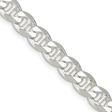 Sterling Silver 8.25mm Flat Cuban Anchor Chain Necklace - Larson Jewelers