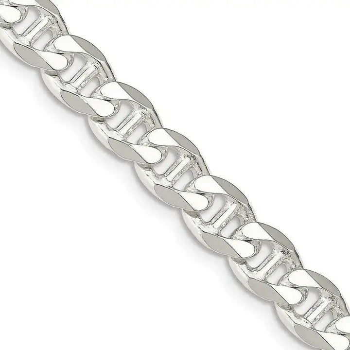 Sterling Silver 8.25mm Flat Cuban Anchor Chain Necklace - Larson Jewelers