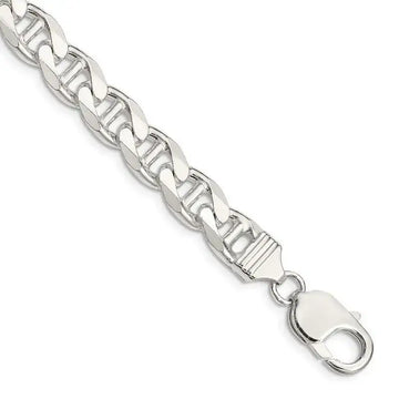 Sterling Silver 9mm Flat Cuban Anchor Chain Bracelet - Larson Jewelers