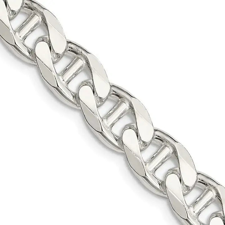 Sterling Silver 9mm Flat Cuban Anchor Chain Necklace - Larson Jewelers