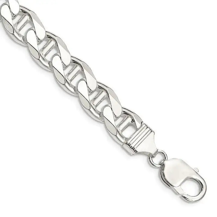 Sterling Silver 10.5mm Flat Cuban Anchor Chain Bracelet - Larson Jewelers