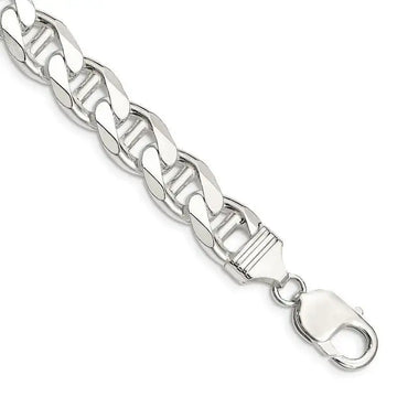 Sterling Silver 10.5mm Flat Cuban Anchor Chain Bracelet - Larson Jewelers
