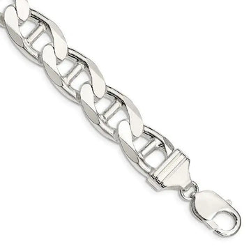 Sterling Silver 13.5mm Flat Cuban Anchor Chain Bracelet - Larson Jewelers