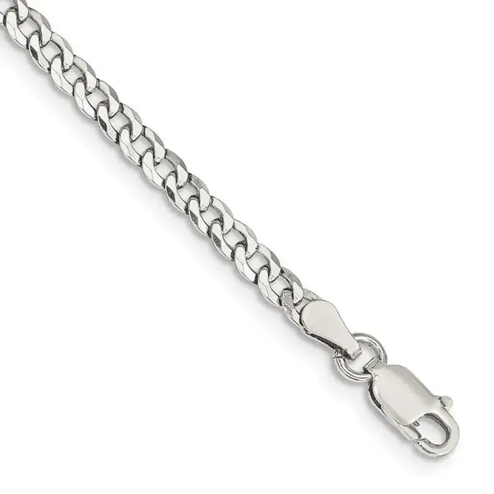 Sterling Silver 3.2mm Beveled Curb Chain Bracelet - Larson Jewelers