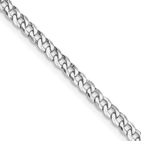 Collier chaîne gourmette biseautée en argent sterling plaqué rhodium de 3,2 mm