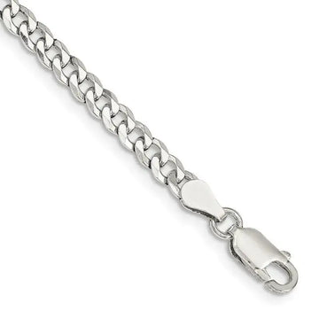 Sterling Silver 4mm Beveled Curb Chain Bracelet - Larson Jewelers