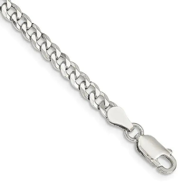Sterling Silver 4mm Beveled Curb Chain Bracelet - Larson Jewelers