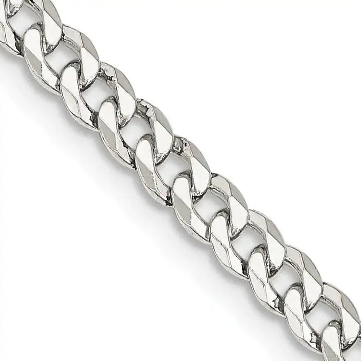 Sterling Silver 4mm Beveled Curb Chain Necklace - Larson Jewelers