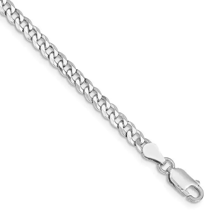 Sterling Silver Rhodium-plated 4mm Beveled Curb Chain Bracelet - Larson Jewelers