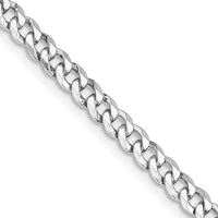 Collier chaîne gourmette biseautée en argent sterling plaqué rhodium de 4 mm