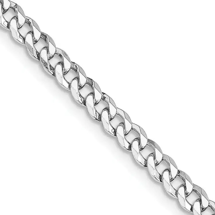 Sterling Silver Rhodium-plated 4mm Beveled Curb Chain Necklace - Larson Jewelers