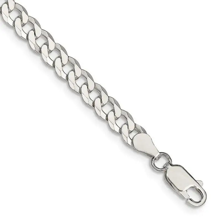 Sterling Silver 5mm Beveled Curb Chain Bracelet - Larson Jewelers