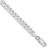 Bracelet chaîne gourmette biseautée en argent sterling plaqué rhodium de 5 mm