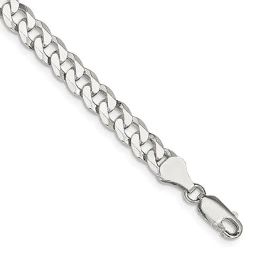 Sterling Silver 6mm Beveled Curb Chain Bracelet - Larson Jewelers