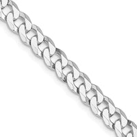 Collier chaîne gourmette biseautée en argent sterling plaqué rhodium de 6 mm