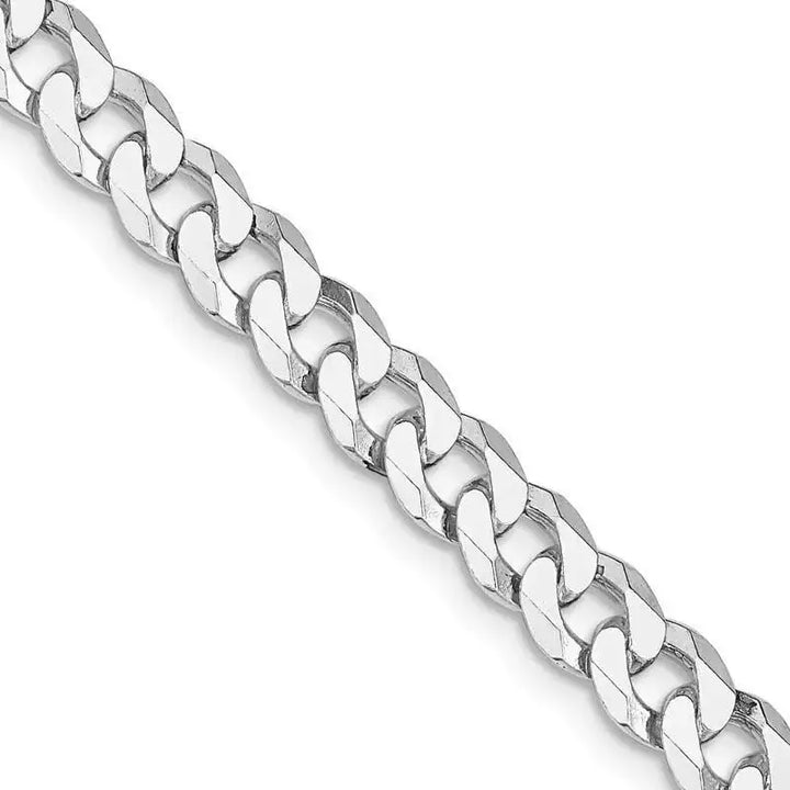 Sterling Silver Rhodium-plated 6mm Beveled Curb Chain Necklace - Larson Jewelers