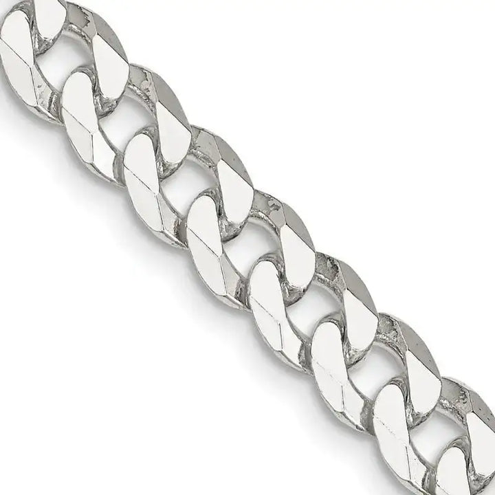 Sterling Silver 7mm Beveled Curb Chain Necklace - Larson Jewelers