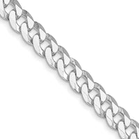 Collier chaîne gourmette biseautée en argent sterling plaqué rhodium de 7 mm