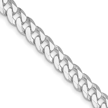 Sterling Silver Rhodium-plated 7mm Beveled Curb Chain Necklace - Larson Jewelers
